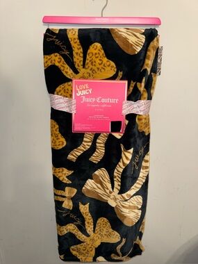 New Juicy Couture Cheetah Bow Throw Blanket 60in x 70in